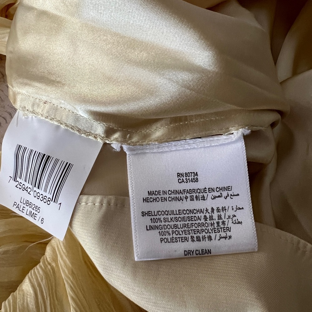 BCBGMaxAzria Yellow Lime Silk Dress - Size 6 - Picture 7 of 7